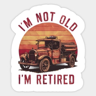 Vintage Fire Truck Embracing Retirement Sticker